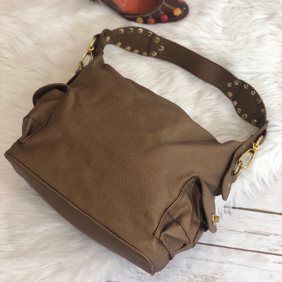 Naturalized Hobo Bag w/ 2 side pocket brown gold - Picture 1 of 8
